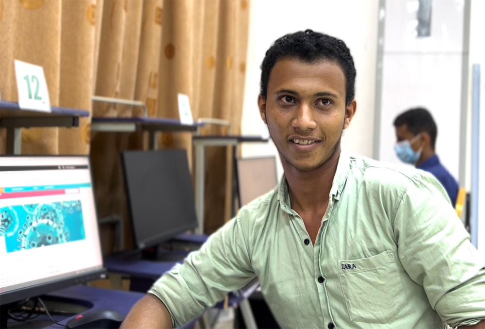 Abdulnassir Jubran, a medical student at the University of Aden. Photo: WHO.