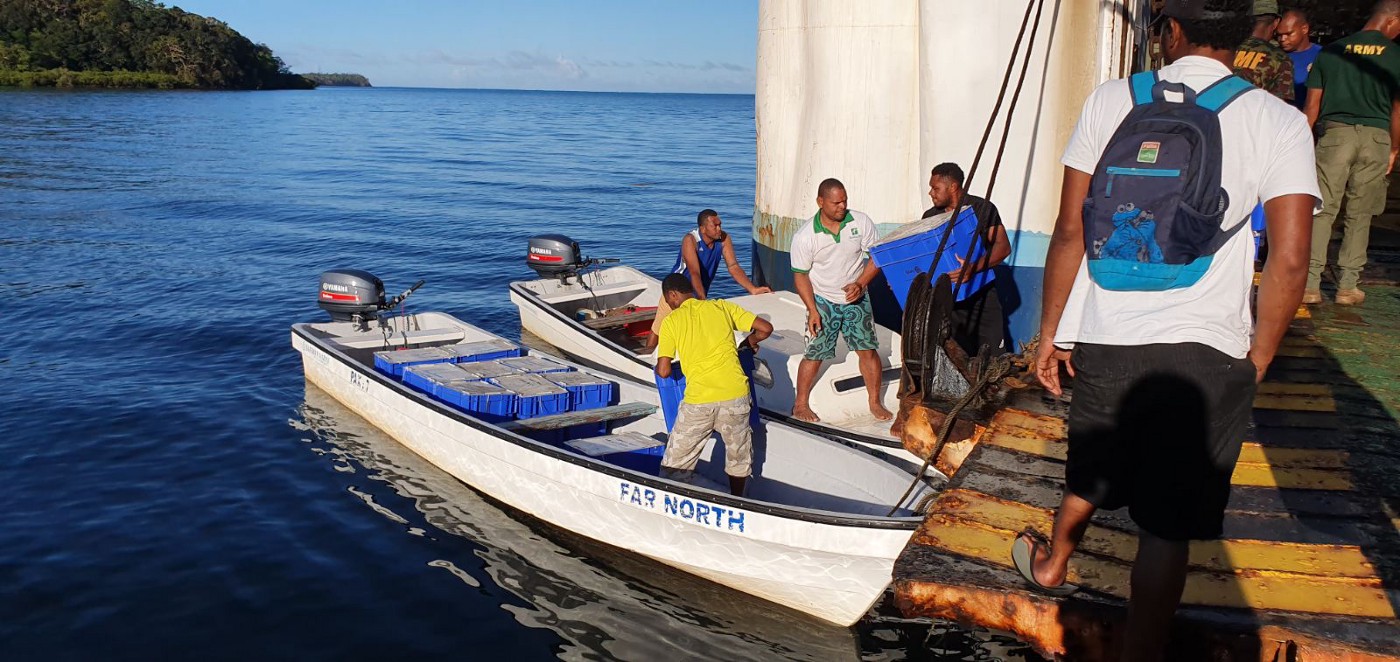 A team from Fiji’s National Disaster Management Office offload equipment during an assessment mission. Photo: Fiji NDMO