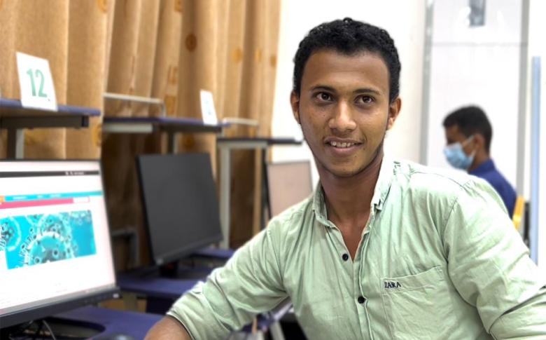 Abdulnassir Jubran, a medical student at the University of Aden. Photo: WHO.