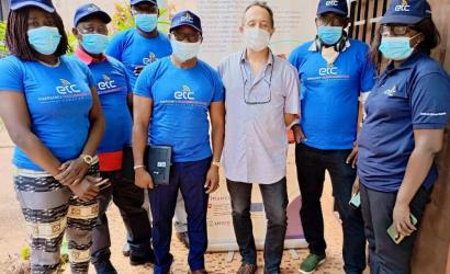 Christian Mascaro, Coordinator of the CCO (centre) with the ETC team in the Central African Republic